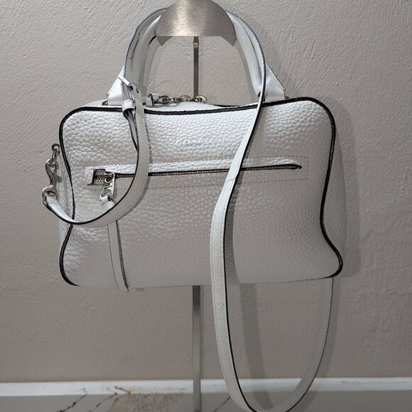 Coach white pebbled leather satchel with crossbody strap. EUC! - Picture 7 of 9